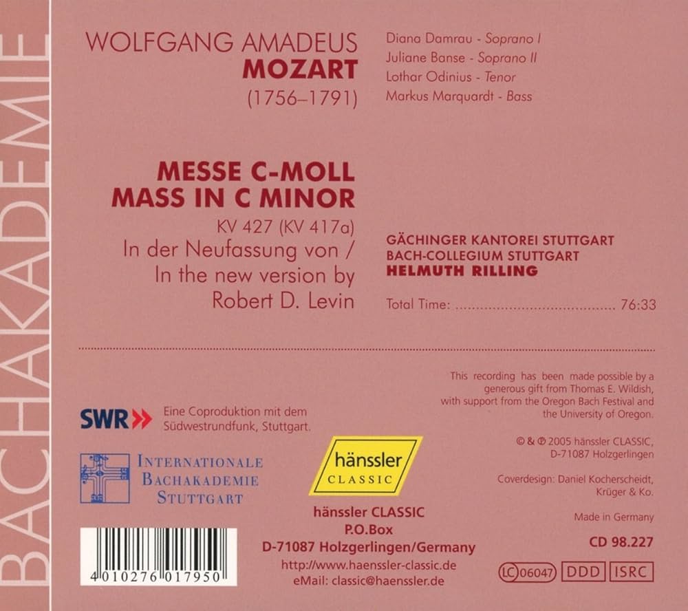 Gächinger Kantorei Stuttgart, Wolfgang Amadeus Mozart